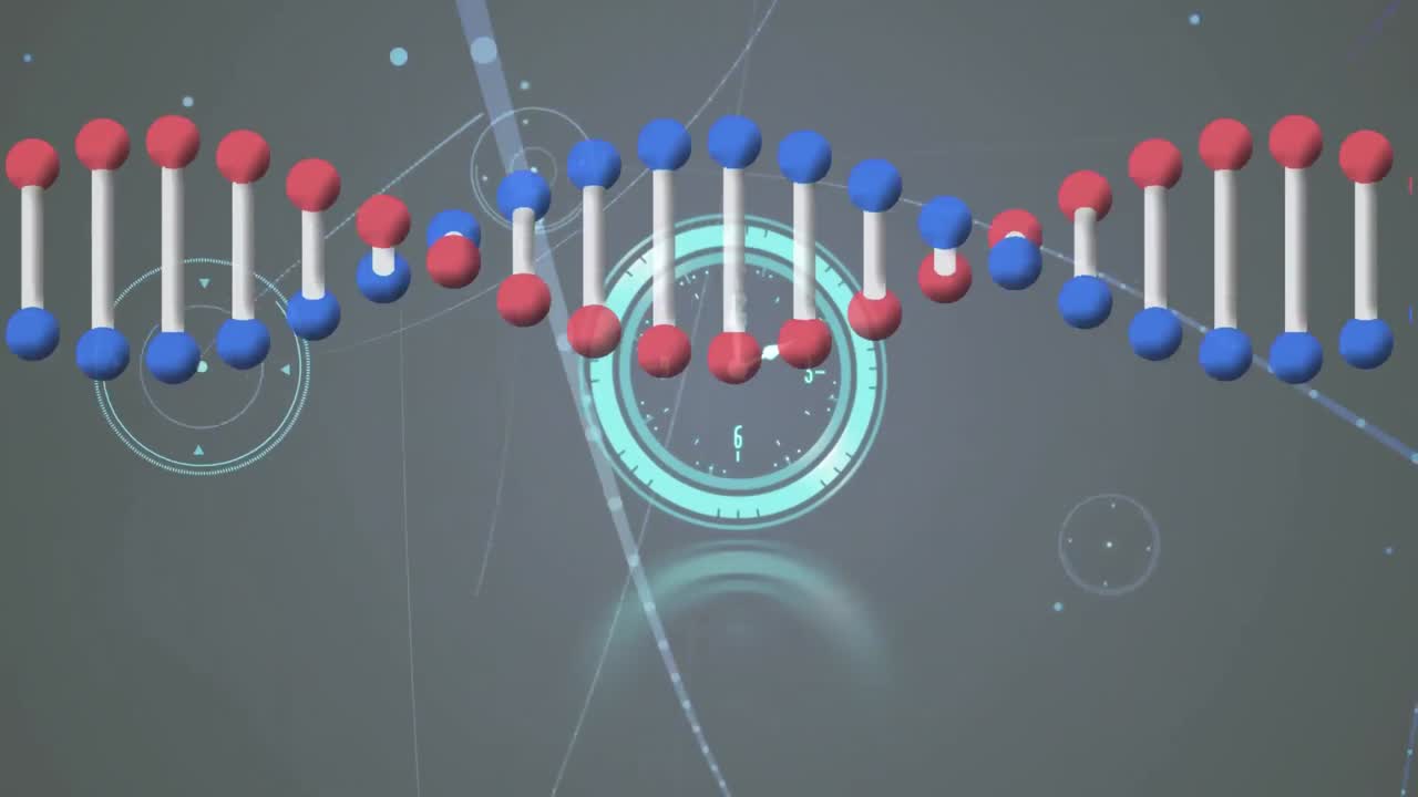 클럭, dna 스트랜드 및 연결 네트워크의 애니메이션