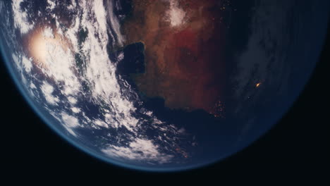 planeta tierra vista del globo desde el espacio que muestra la superficie realista de la tierra y el mapa del mundo