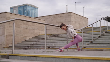 woman stretching outdoors