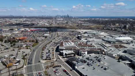 Aerial-shot-of-shops-and-businesses-in-suburban-Toronto-neighborhood