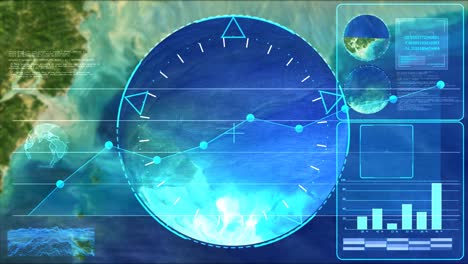 Glass crystal ball and radar investigate digital technology for geology and marine natural resources, Elements of this image furnished by NASA