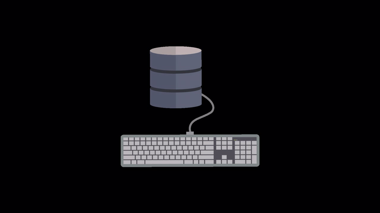 Animated Database and Keyboard Connection Concept