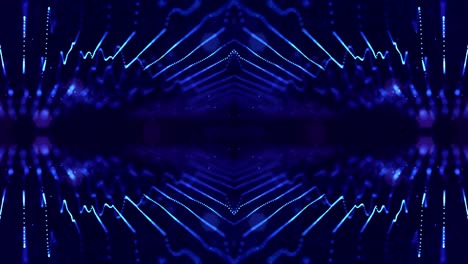 4k looped sci-fi 3d animación abstracta. las partículas azules brillantes forman líneas, estructuras simétricas como en el microworld o el espacio cósmico. para presentaciones de vacaciones, ceremonias como diseño de movimiento de bucle vj