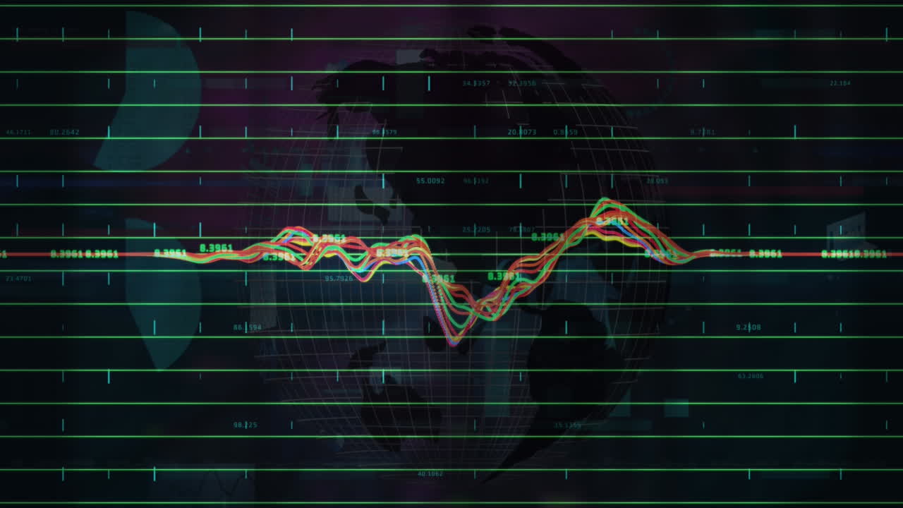 Animation of financial graphs over on black background