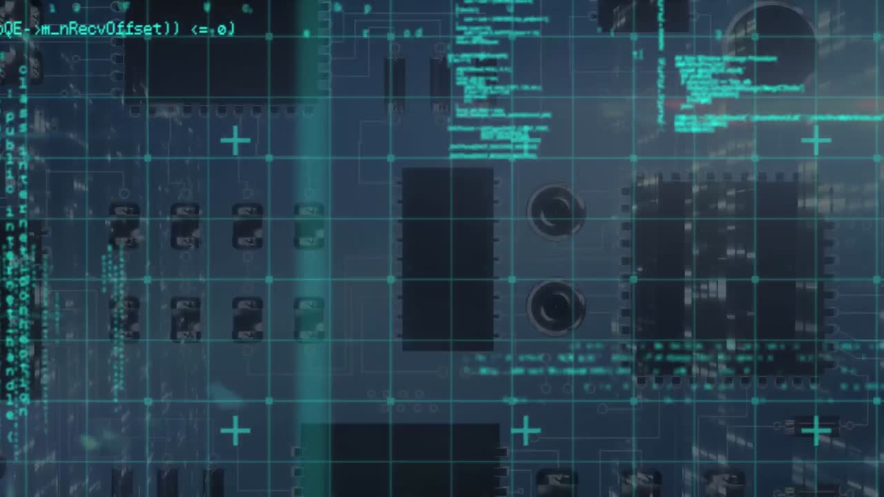 Animation of science data processing on blue background