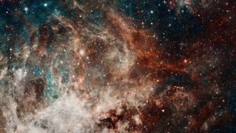 loop space travel the tarantula nebula. space flight to star field galaxy and nebulae deep space exploration. 4k 3d seamless looping flight to tarantula nebula. elements furnished by nasa image.