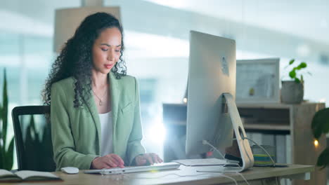 Typing,-search-and-computer-with-black-woman