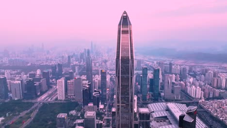 aerial view of skyline in shenzhen city cbd at night in china