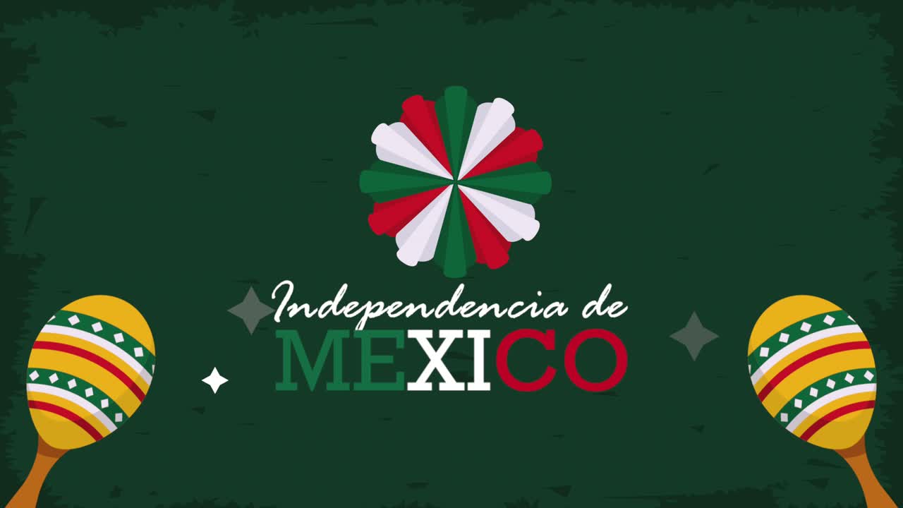 independencia de mexico lettering with maracas