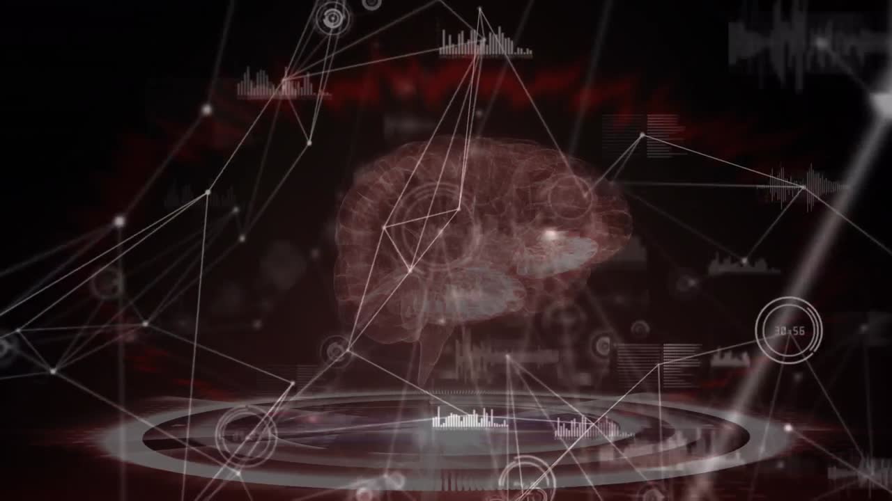 블랙 배경에 연결 네트워크와 데이터 처리의 애니메이션