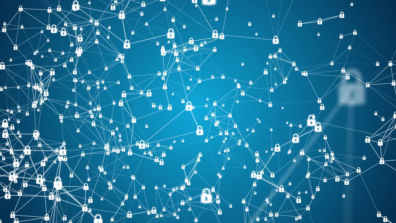 Digital Blocks Security Connection, Cyber Security Digital Data, Technology Global Network Connection Wireless Systems and Internet Digital Data Protection, Future Background Concept Sameless Loop