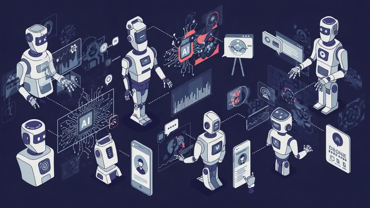 Exploring the Evolution of Artificial Intelligence: A Visual Journey Through Robotic Interaction, Data Processing, and Machine Learning Innovations