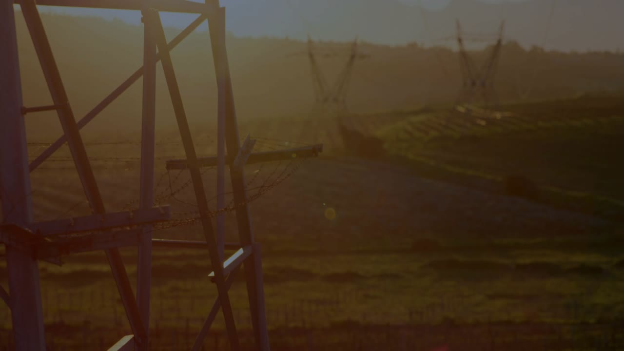 Data feed starting HUDs showing counts animating bars shifting wave monitoring grid steel tower