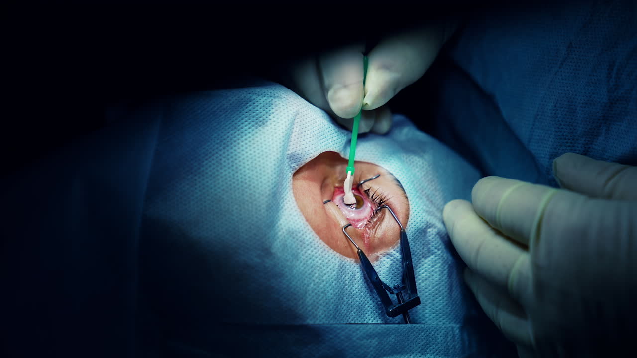 Laser eye surgery in modern hospital. Medical surgeon vision correction.