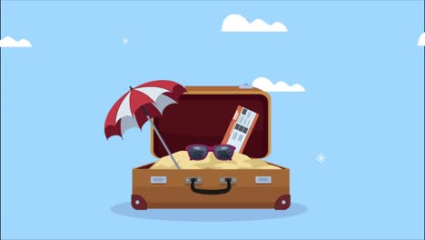 iconos de maletas y vacaciones de viaje