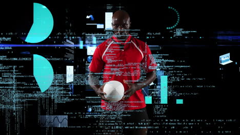 animación del procesamiento de datos y estadísticas sobre el jugador de rugby