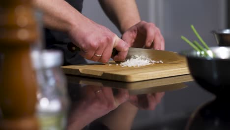 chef chopping onions