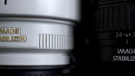 close up view of pair of image stabilizer lens