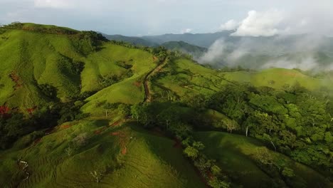 Aerial-orbit-shot-of-beautiful-landscape-and-tropical-rain-forests-of-Costa-Rica