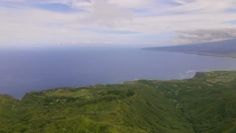 subtle clouds over maui coast and pacific ocean, waihee ridge aerial view