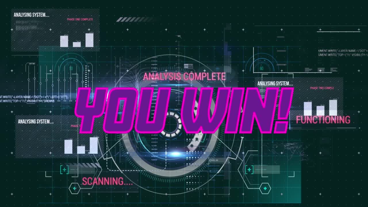 검은색 배경에 텍스트와 데이터 처리를 이기는 애니메이션