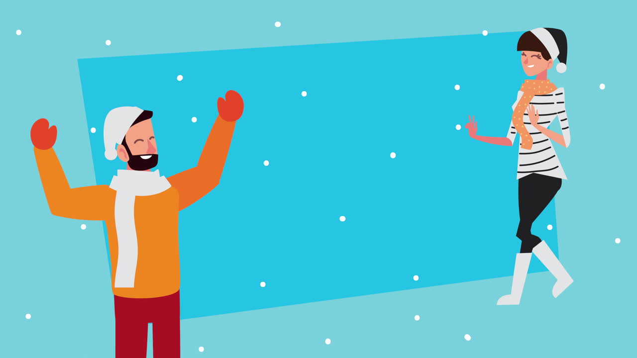 una pareja de invierno disfrutando de un día de nieve.