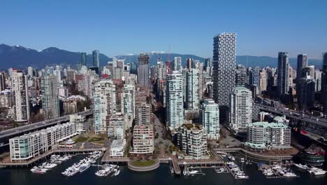 aerial of downtown vancouver truck left