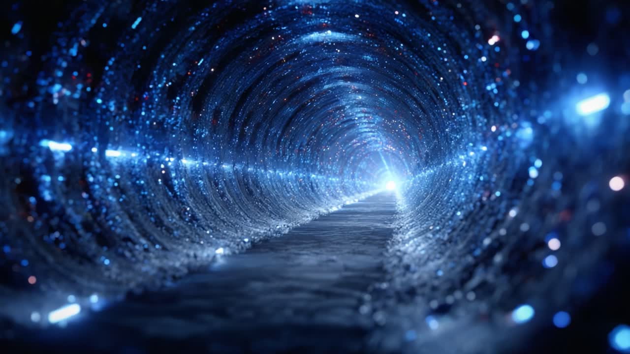 A Mesmerizing Journey Through a Glowing Tunnel of Light and Energy, Capturing the Essence of Space and Time in a Hypnotic Visual Experience