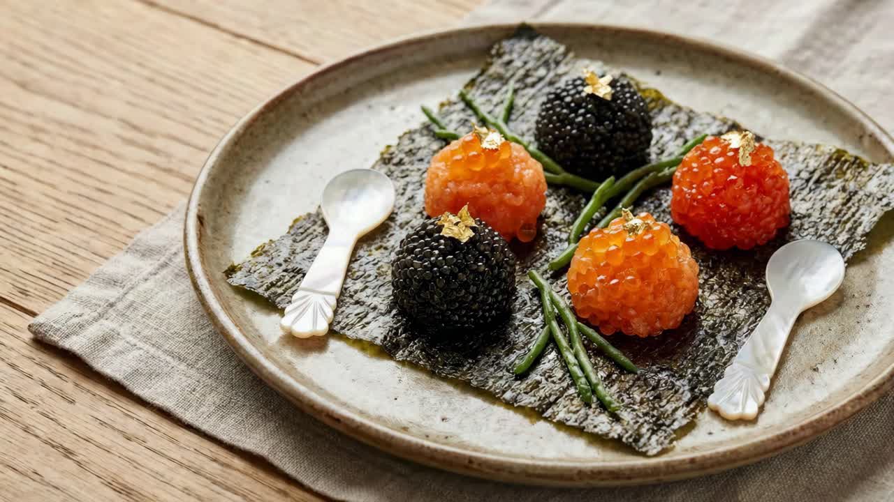 Delicadeza de caviar e ovas