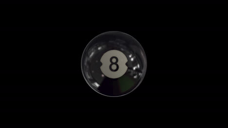 bola negra de billar número 8 está girando en animación de bucle con el canal alfa