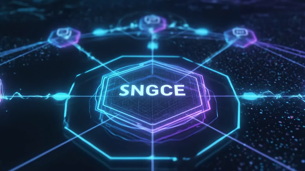SNGCE Digitalt netværk med forbundne ikoner og dataflow