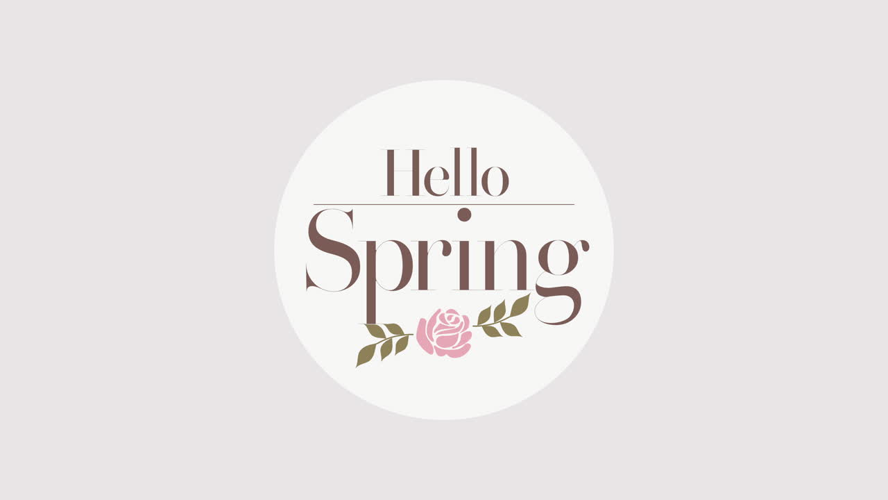 Hello Spring with retro roses flower on white gradient