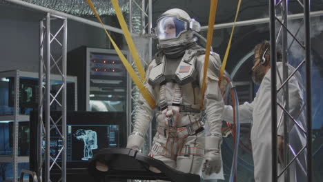 astronaut training in a simulator