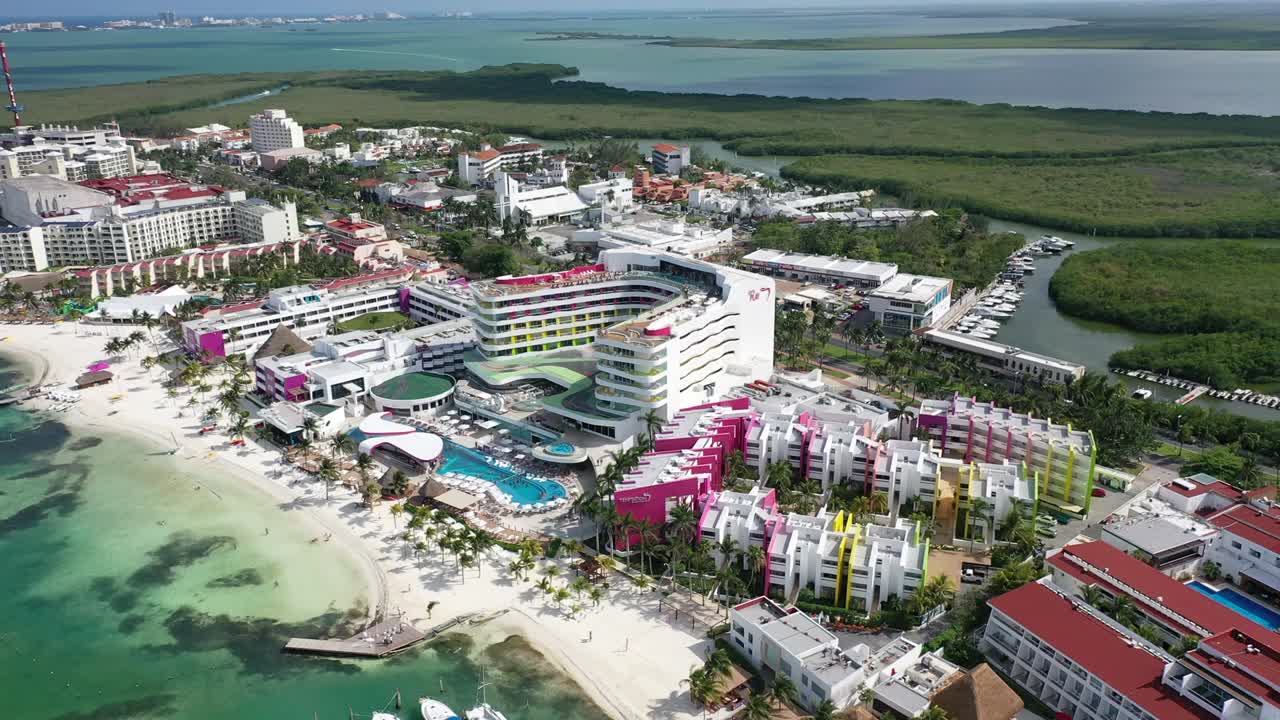 cancun mexico tempation resort drone video