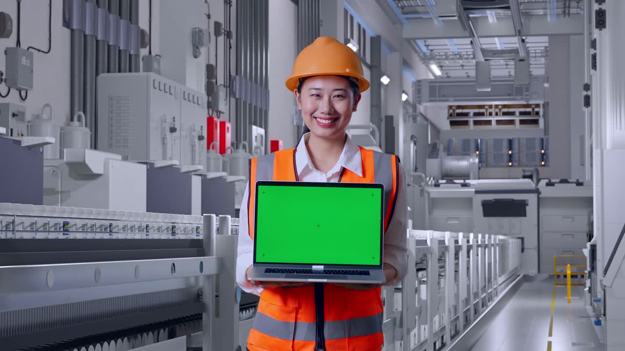 Engineer with Laptop in a Factory