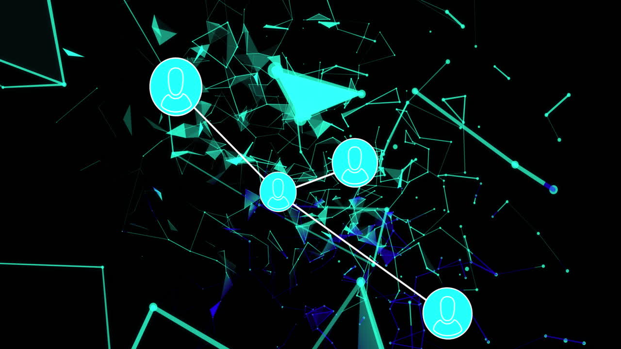 빛나는 링크 위에 있는 사람 아이콘과의 연결 네트워크의 애니메이션