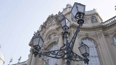 street lamp with an interesting design with many elements