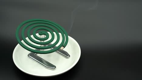 mosquito coil incense taken on a black background