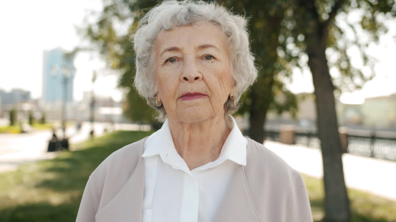 Elderly Woman Portrait in Park