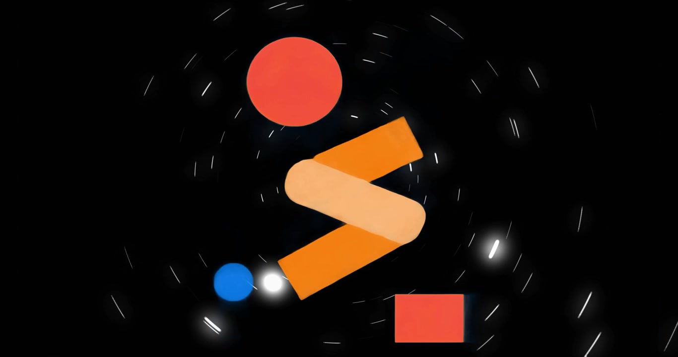 Vortex starting particle trails rotating behind shapes while shapes spiraling inward and resetting