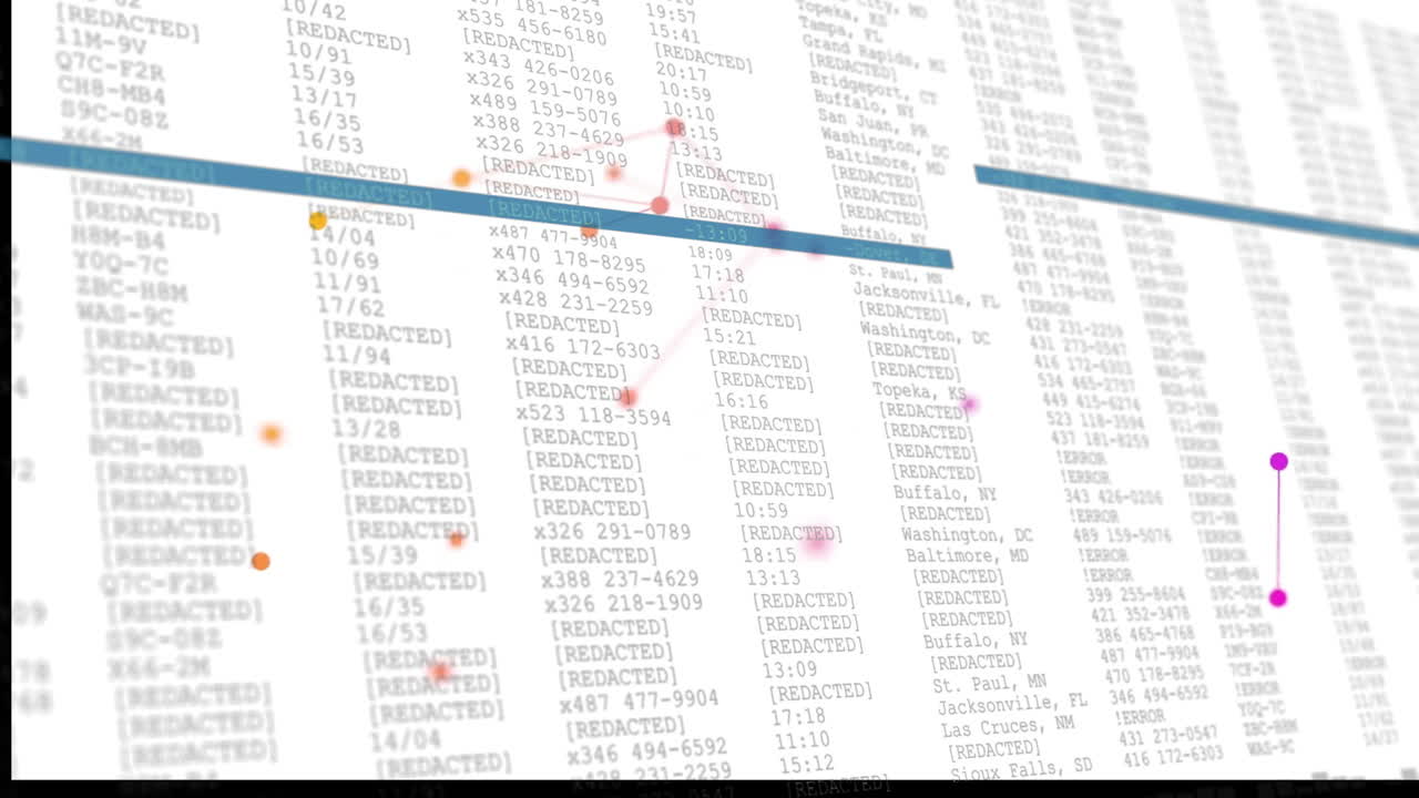 animación del procesamiento de datos financieros en pantalla sobre fondo blanco