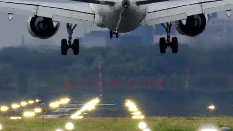 airplane landing on runway