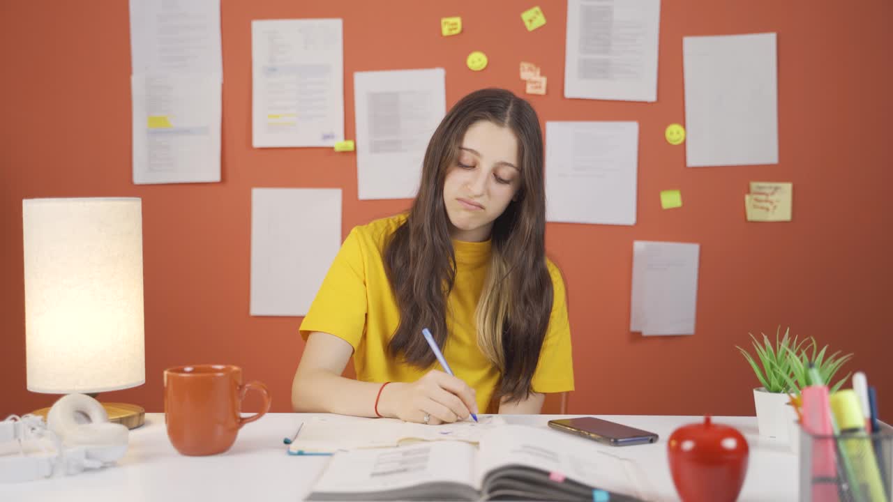 una niña infeliz y triste mira a la cámara con una expresión de gesto negativa.