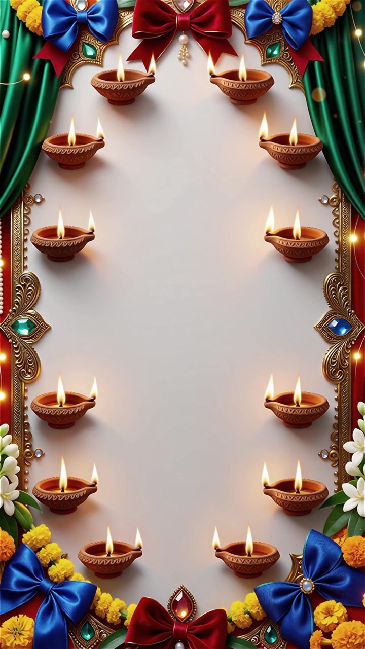 Sfondo del Festival Diwali con lanterne e decorazioni tradizionali Diyas.