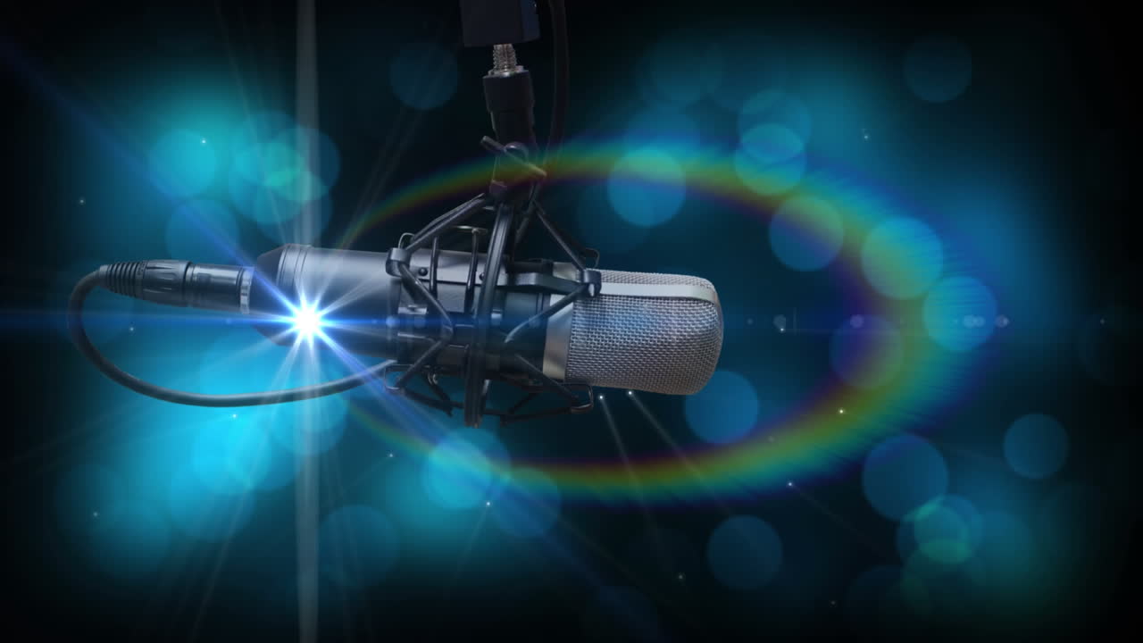 검은색 바탕에 파란색 반 ⁇ 이는 반점에 대한 마이크