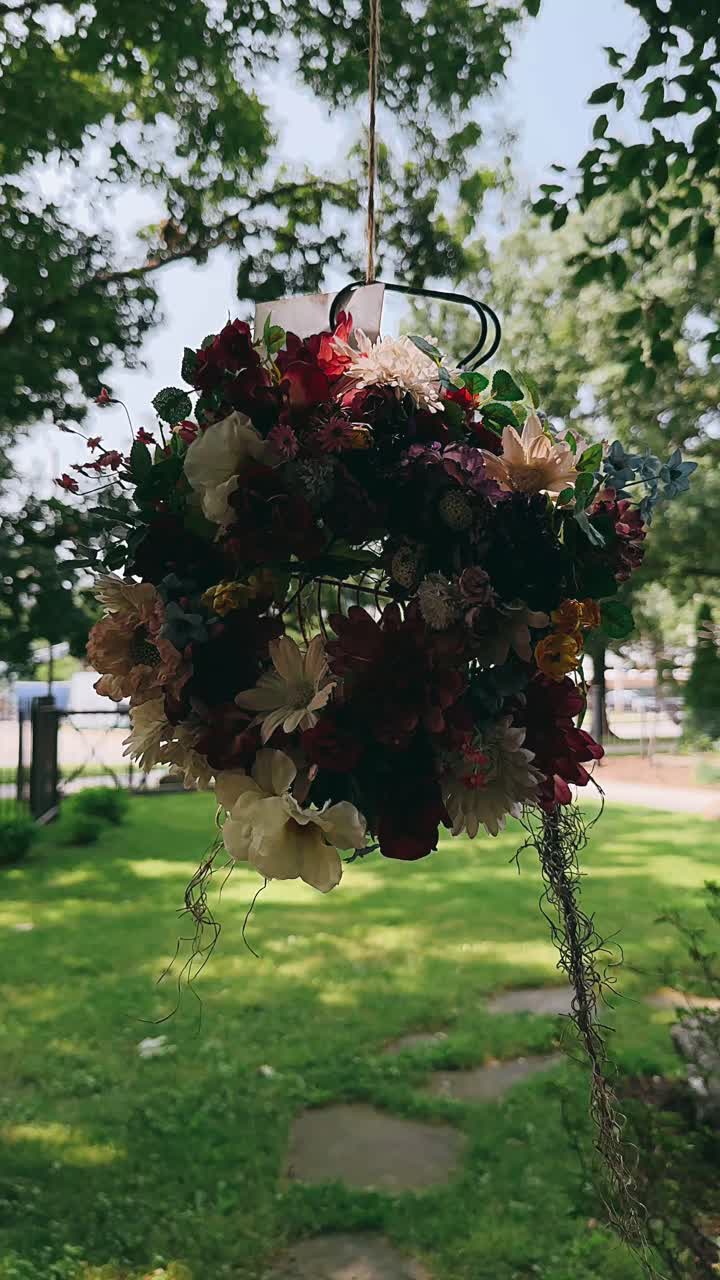 Hanging Flower Sphere in Garden