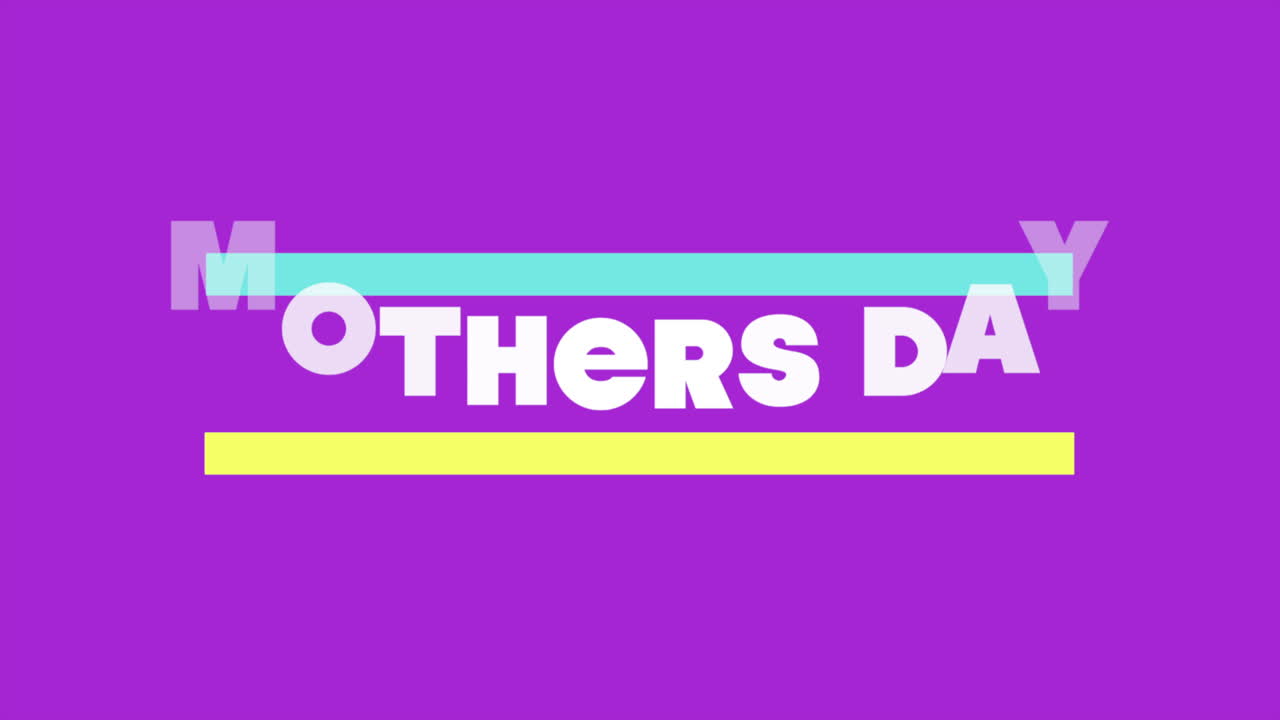 Texto moderno Dia das Mães com linhas coloridas em gradiente roxo fashion