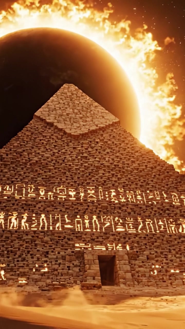 Starověká pyramida osvětlená kosmickým zatměním: Okouzlující spojení historie a nebeských divů v ohromujícím vizuálním zážitku