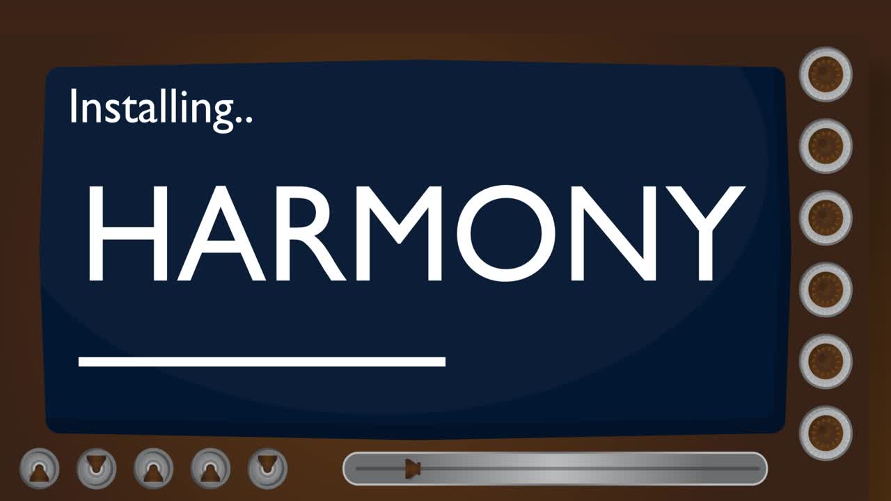 Installing Harmony. Text screen on old TV
