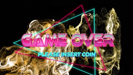 Animation-of-game-over-text-banner-over-golden-digital-wave-against-black-background